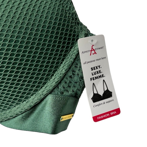 2/$20    Ashley Stewart Mesh and Lace Microfiber Bra - Olive - Picture 7 of 9